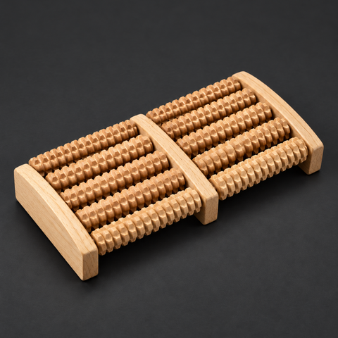 Premium Wooden 6-Row Foot Massager & Roller