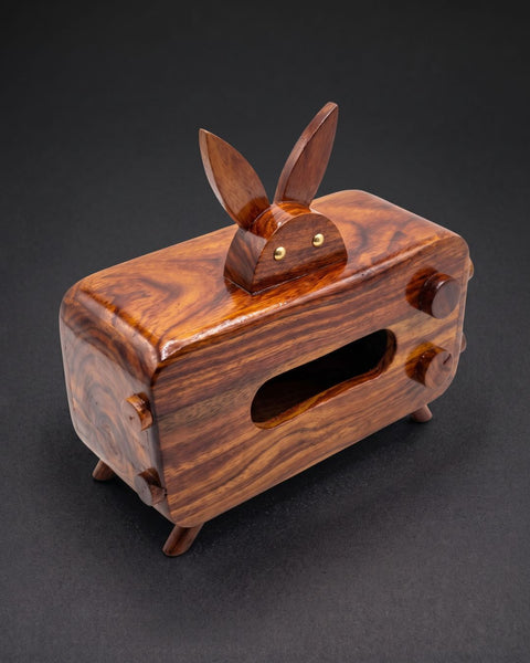 Premium Handcrafted Retro TV Wooden Tissue Box Cover