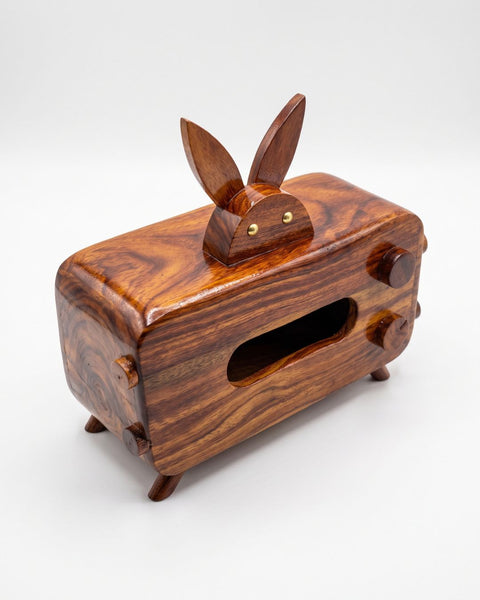 Premium Handcrafted Retro TV Wooden Tissue Box Cover